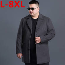 Новый большой размер 8XL 7XL зимняя куртка Мужская Утепленная шерстяное пальто, зауженное пальто, верхняя одежда теплая мужская повседневная куртка пальто 2024 - купить недорого