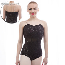 Adjustable Strap Camisole Zsa Zsa Sequin Leotards Black Stretch Spandex Leotard for Child and Women 17070 2024 - buy cheap