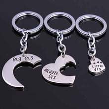 1 Set Big Mid Lil Sis Metal Sister Love Heart Family Keychain Gifts Keyring Car Accessory Charm Women Best Friend BFF Jewelry 2024 - buy cheap