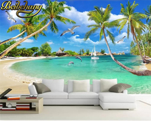 Beibehang-papel tapiz personalizado 3D, murales hawaianos de playa, árbol de coco, TV, papel de pared 2024 - compra barato