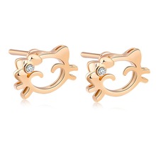 Gold Adorable HelloKitty Hollow Shaped Stud Earrings Animal jewelry For Women Girl Gift Earrings Cute Lovely Jewelry Wholesale 2024 - buy cheap