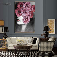 Nordic Style Beauty Flower Girl Canvas Painting Postmodern Poster And Print For Living Room Girls Fashion Home Decor HD Wall Art 2024 - buy cheap