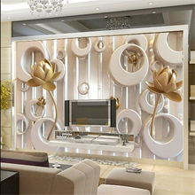 Papel de pared beibehang, papel pintado con foto 3D de loto dorado, sala de estar, papel tapiz de TV, fondo 3d, mural de pared 2024 - compra barato