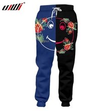 UJWI New Men's 3D Printed Funny Pants Colored Flowers Pattern Bodybuilding Man Smiley Face Harajuku Blue Sweatpants 2024 - buy cheap