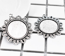 4pcs 25mm Inner Size Antique Silver Plated Simple Style Cabochon Base Cameo Setting Charms Pendant-A3-51 2024 - buy cheap