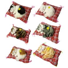 Lovely Sleeping Cat Plush Stuffed Toy Press Simulation Sound Animal Girls toys Cute Doll Kids birthday Gift 2024 - buy cheap