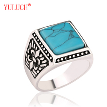 YULUCH 2018 vintage folk style ancient zinc alloy inlaid semi-precious stones for men and women wedding anniversary ring gift 2024 - buy cheap