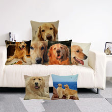 XUNYU 45x45cm Cute Animal Cushion Cover Cute Golden Retriever Dog Pillow Case Home Decor Sofa Cushion Cover Throw Pillowcase 2024 - buy cheap