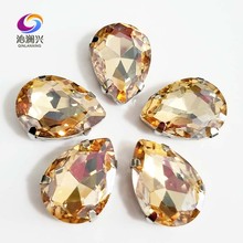 Golden champion Teardrop shape High quality  Glass Crystal flatback sew on rhinestones with ,Diy Clothing accessories SWS05 2024 - buy cheap