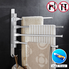Toallero de aluminio para el hogar, soporte de toalla de 5/4/3/2 brazos con ganchos, toallero de baño, barras de toalla móviles 2024 - compra barato