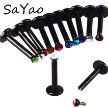 SaYao 10 pieces Mix Color Labret Ring Surgical Stainless Steel Crystal Internally thread Lip Ring Tragus Ear Piercing Jewerly 2024 - buy cheap