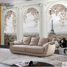 Beibehang-papel tapiz fotográfico de construcción de ciudad, Torre Eiffel Retro, sala de estar, TV, sofá, fondo, decoración del hogar, papel tapiz para paredes 3 d 2024 - compra barato
