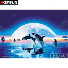 HOMFUN 5D DIY Diamond Painting Full Square/Round Drill "Animal dolphin" 3D Embroidery Cross Stitch gift Home Decor A01151 2024 - buy cheap