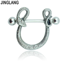 Jinglang moda nipple rings aço inoxidável barbell retro cobra mama piercing jóias 2024 - compre barato