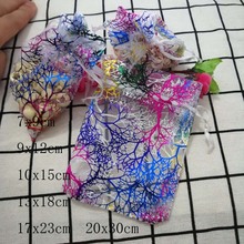 Hot 50pcs/Lot Coral Drawstring Organza Bags 7x9 9x12 10x15 13x18cmJewelry/Christmas/Wedding/Birthday/Gift Packing Storage Bags 2024 - buy cheap