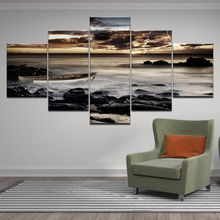 5 Piece Canvas Dark Clouds Lightning storm Sea ocean reef ferry Print paintings Wall Art Pictures Living Room Home Decor Posters 2024 - buy cheap