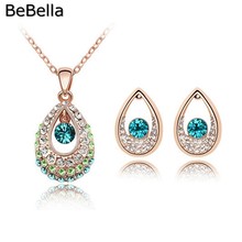 BeBella, conjunto de pendientes y collar de cristal de estilo indio, hecho con cristal checo auténtico 2024 - compra barato