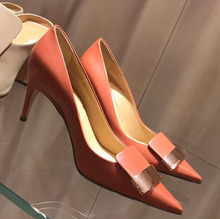 Carpaton-sapatos de salto alto de couro feminino, sapatos de salto alto ponta fina, sexy, para escritório, estilo stiletto, laranja, preto, bege, 2019 2024 - compre barato