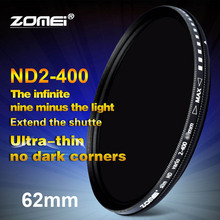 Zomei 62 мм фейдер Регулируемый ND фильтр ND2 до ND400 ND2-400 нейтральная плотность для Canon NIkon Hoya Sony Объектив камеры 62 мм 2024 - купить недорого