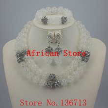 Conjunto de joyas de cuentas africanas encantadoras para bodas nigerianas, conjunto de cuentas de cristal africano, BC329-3 2024 - compra barato