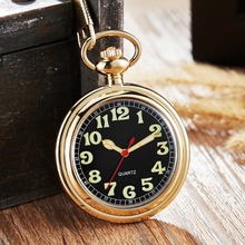 Fashion Gold Silver Pocket Watch Men Women Quartz Watch Big Numeral Dial FOB Chain Pendants Steampunk Clock 2024 - buy cheap