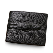 Мужской кошелек из натуральной кожи, винтажный кошелек из крокодиловой кожи с карманами, держатель для карт, кошелек для долларов 2024 - купить недорого
