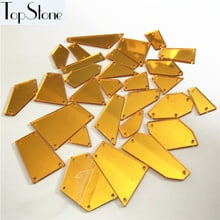 Wholesale! 90Pcs/30Pcs Gold Color Acrylic Mirror Sew On Rhinestones Irregular Acryl Mirror Sew On Stones for Fabric Dress Making 2024 - buy cheap