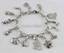 FREE SHIPPING 5 Tibetan Silver Dog & Cat Charm Bracelets #20021 2024 - buy cheap