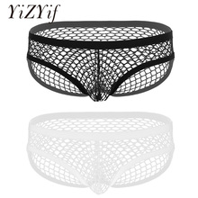 Mens Fishnet underwear Breathable See Through Lingerie Low Rise Elastic Waist Bulge Pouch Bikini Briefs Gay Underwear clubwear 2024 - buy cheap