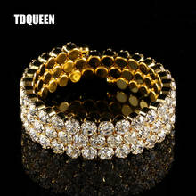 TDQUEEN Bangles Big Crystal Bracelet Gold Color Women Fashion Jewelry 3 Rows Spiral Bridal Wedding Arm Bracelets Bangles 2024 - buy cheap