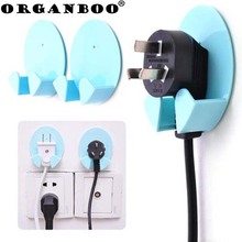 New 2 Pcs Household Home Practical Office Wall Adhesive Plastic Power Plug Socket Holder Hanger Hook 2024 - buy cheap