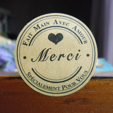 102PCS Kraft Merci Sticker Labels Food Seals French Thank You Gift Stickers for Wedding Party Seals Paper Sticker 2024 - buy cheap