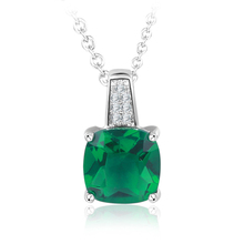 AMORUI Exclamation Mark Pendant Necklace Big Green AAA Zircon Birthstone Pendants & Necklaces for Women Fashion Jewelry 2024 - buy cheap