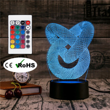 Lámpara de mesa con luz Led 3D de doble anillo, iluminación de noche, regalo creativo, pasillo de casa, Hotel, fiesta, luces de ambiente 2024 - compra barato