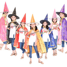 Kids happy Halloween costume Children's Day performance hat & magician cloak Pentagram witch Halloween cloak for Party cosplay 2024 - buy cheap