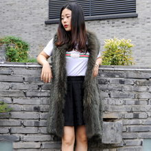 EMS FREE SHIPPING CX-G-B-29 New  Women Elegant Slim Winter Real Rabbit Long Fur Vest  Plus Size Solid Pattern Fur  Collar 2024 - buy cheap