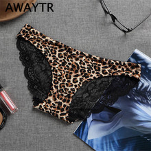 Awaytr Ice Silk Women Seamless Underwear Female Leopard Pattern Sexy Brief Lace Transparent Panties Women Plus Size Lingerie 2024 - buy cheap