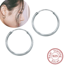 Classic Round Silver Hoop Earrings 925 Sterling Silver Circle Earrings for Women Men Creole Hoop Earings Piercings Jewellery 2024 - buy cheap