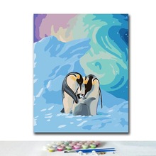 Pintura por números para colorear DIY, pinturas de pingüino y caballo por números con kits de 40x50 enmarcado 2024 - compra barato
