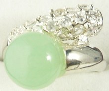Anillo de moda con incrustaciones de cristal Chapado en plata, jade Natural verde claro noble, venta al por mayor (#7.8.9) 2024 - compra barato