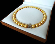12MM perla de concha del Mar del Sur collar grande de oro collar de perlas Collier Halsketten suéter grande cadena 925 cierre 2024 - compra barato