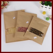 Bolsa de papel Kraft con ventana Ziplock, 14x20cm, 50 Uds., para regalos, té, dulces, joyería, embalaje de pan, bolsa de papel para alimentos, paquete de joyería Diy 2024 - compra barato