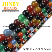JHNBY Colorful red black green carnelian Natural Stone Round Loose beads ball 4/6/8/10/12MM for Jewelry bracelets making DIY 2024 - buy cheap