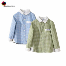 New Children Clothing Autumn Spring Boys Brief Fresh Plaid  Patchwork Embroidery   Cotton  Shirts Boys Causal Shirts 2024 - buy cheap