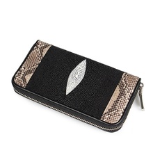 Fancy Genuine Stingray Leather Zipper Closure Lady Long Serpentine Wallet Exotic Leather Women Card Holders Female Clutch Purse 2024 - buy cheap