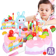 Diy bolo brinquedos de cozinha comida fingir jogar corte frutas bolo de aniversário em miniatura comida brinquedos para meninas crianças presentes 2024 - compre barato