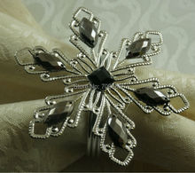 Flocos de nece com anel de guardanapo de cristal preto, casamento, decoração, suporte de guardanapo 2024 - compre barato