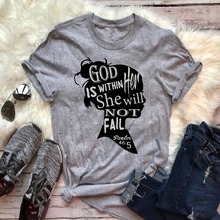 God is within her she will not fail. Psalm Bible verse tee Christian top graphic women fashion casual cotton slogan goth t shirt 2024 - buy cheap