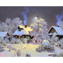 Modern Wall Art Picture Oil Painting Snow House Landscape Painting on Canvas for Home Decor Hand Painted No Framed High Quality 2024 - buy cheap