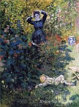 Camille и джинсовый Monet в саду в Argenteuil Клода Monet картина на продажу масло на холсте Ручная роспись высокое качество 2024 - купить недорого